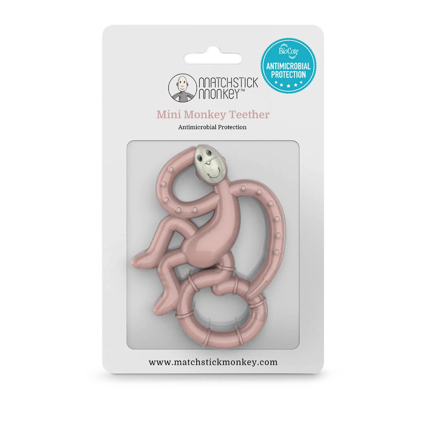 Matchstick Monkey Mini Monkey Teether - Dusty Pink