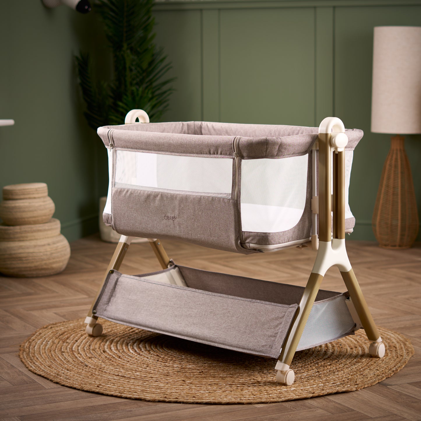 Obaby Cloud Bedside Crib - Nutmeg