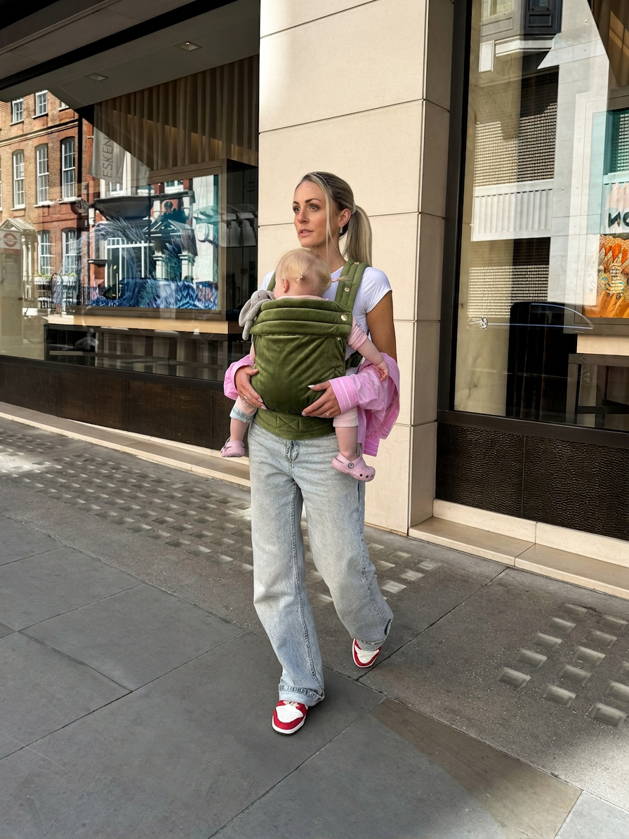 Bizzi Growin Velvet Baby Carrier - Cedar Green