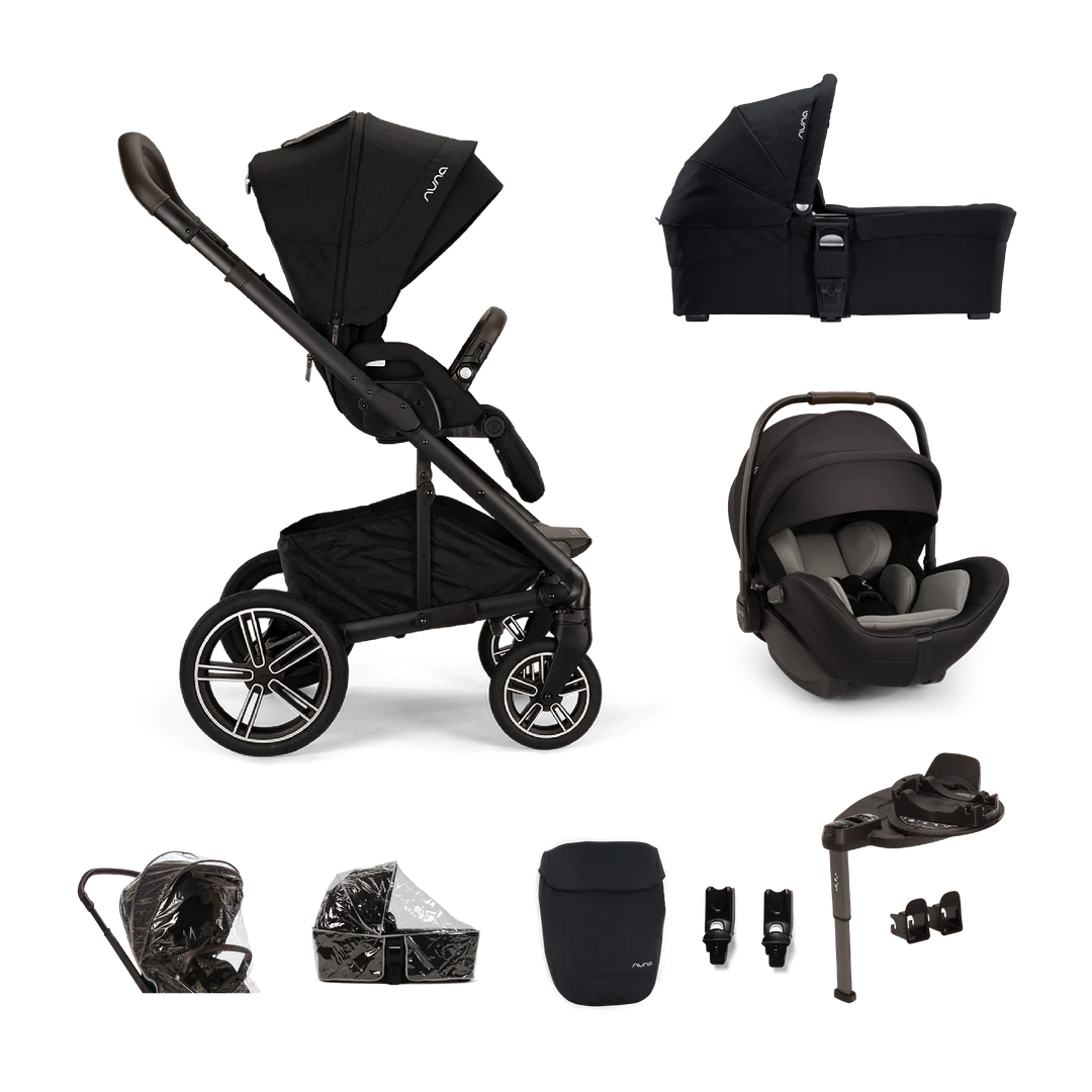Nuna MIXX next, Arra Flex + Base Curv Travel System Bundle - Caviar