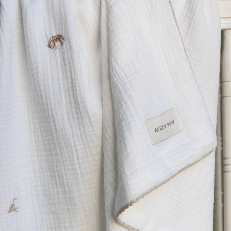 Avery Row Embroidered Muslin Blanket - Little Farm