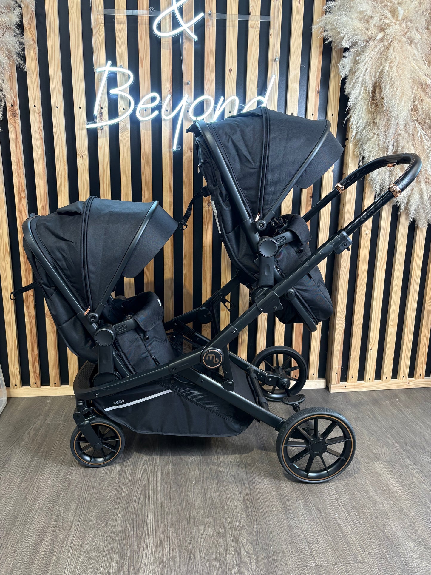 PRE LOVED My Babiie MB33 Twin Pushchair - Black Leopard