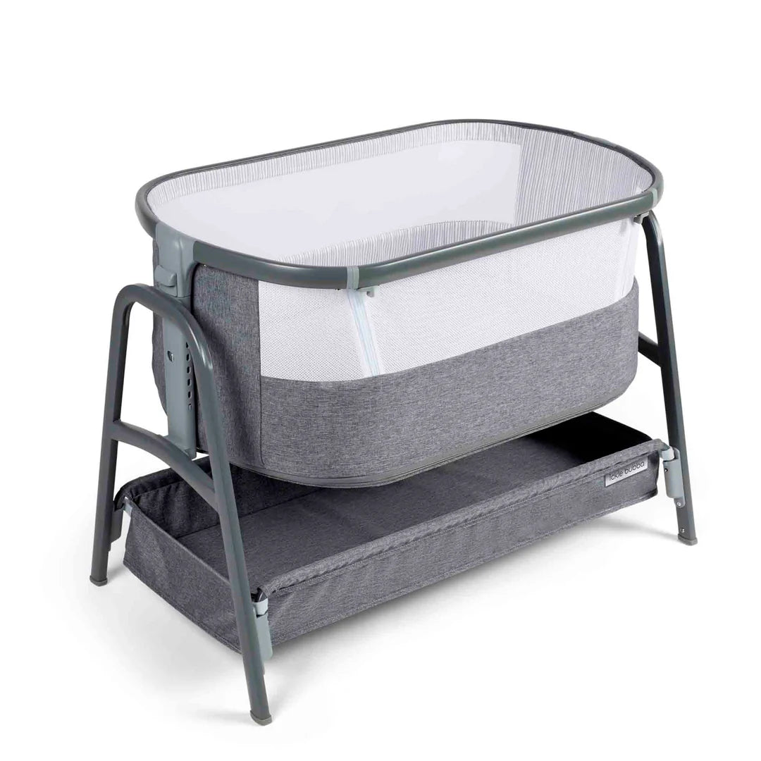 Ickle Bubba Stomp Luxe All-in-One i-Size Travel System with 360 Isofix Base (Nimbus) + Bubba&Me Bedside Crib – 14-Piece Bundle