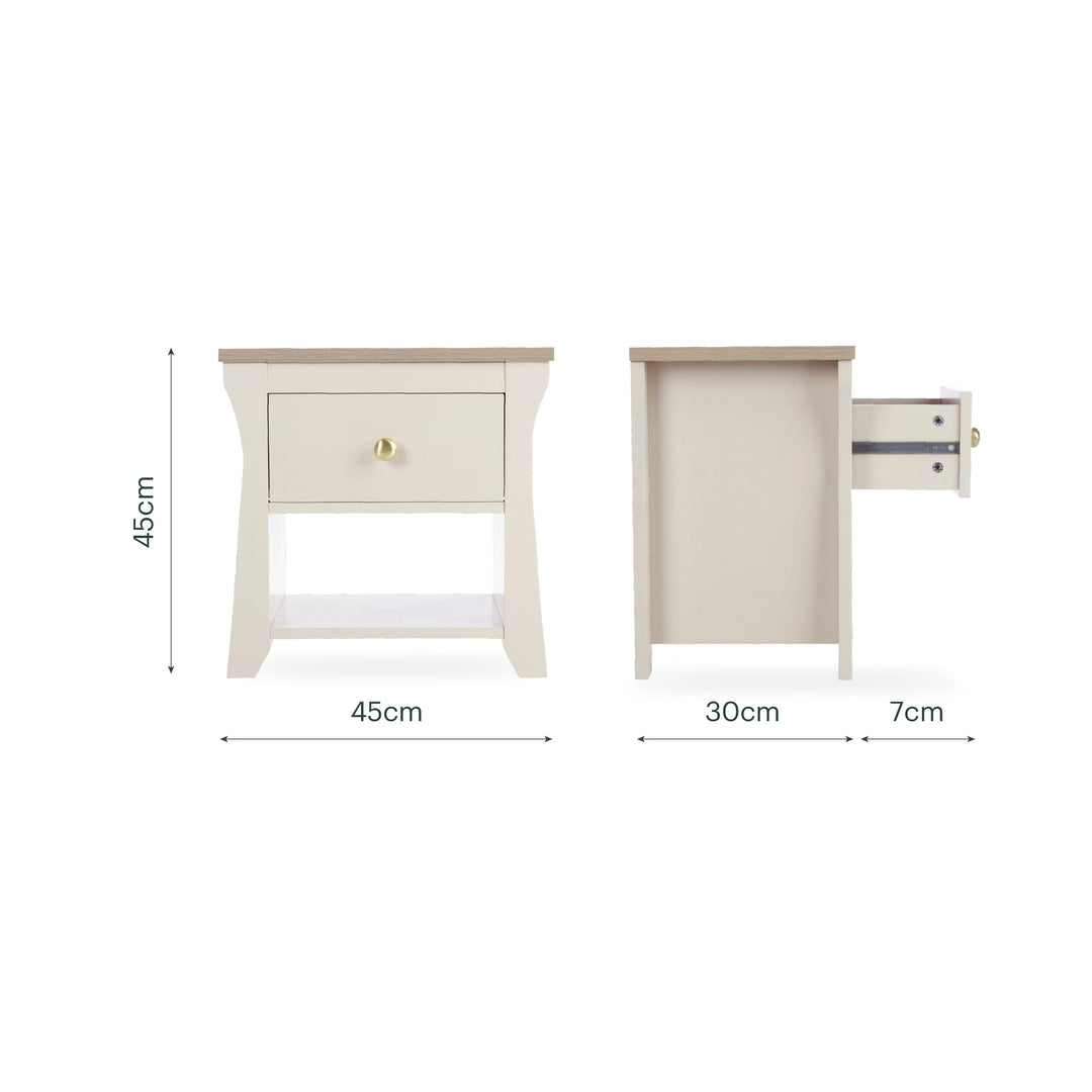 CuddleCo Clara Bedside Table - Cashmere & Ash