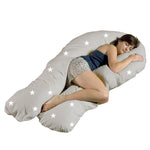 Cuddles Collection 12ft Body & Baby Sleep Support Pillow - Grey/White Stars