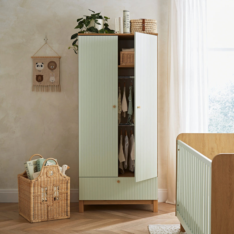 EX DISPLAY CuddleCo Remi 3 Piece Nursery Furniture Set - Oak & Green (LOCAL DELIVERY OR COLLECTION)