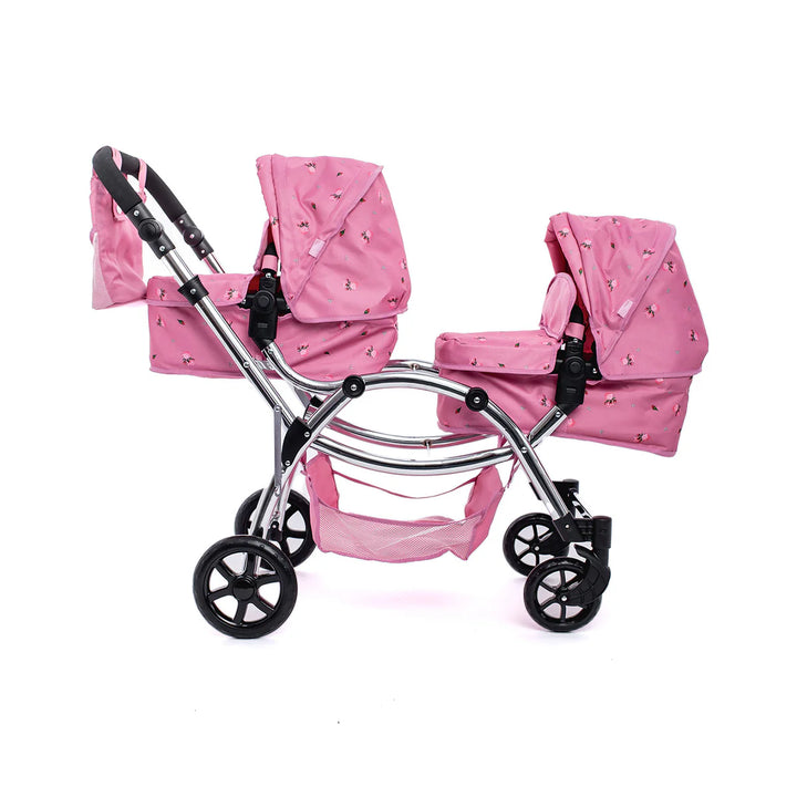 ROMA DARCIE TWIN DOLLS PRAM - PINK 3+ YEARS 88CM