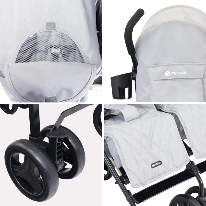 My Babiie MB12 Lightweight Twin Stroller - Grey