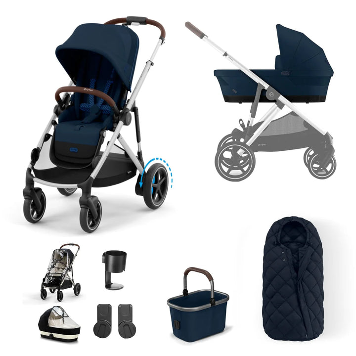 Cybex eGazelle S, 9 Piece Bundle - Silver/Ocean Blue