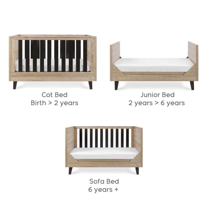 Tutti Bambini Como Cot Bed - Distressed Oak/Slate Grey