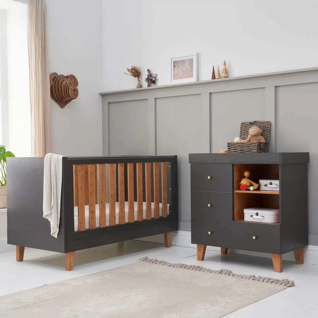 Tutti Bambini Como 2 Piece Nursery Room Set – Slate Grey/Rosewood