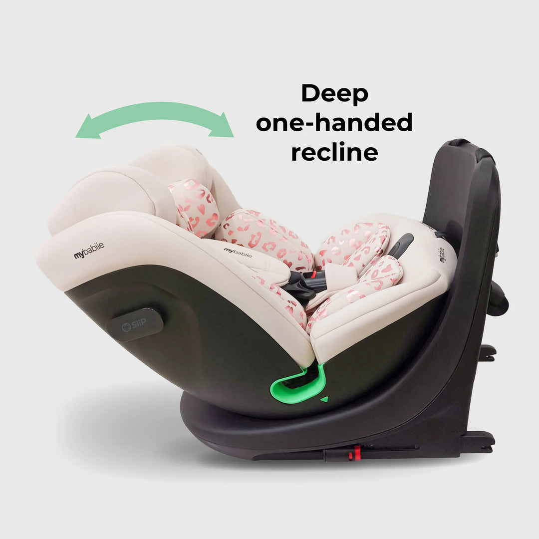 My Babiie MBCS300 Easy Spin R129 Car Seat with Top Tether - Pink Leopard