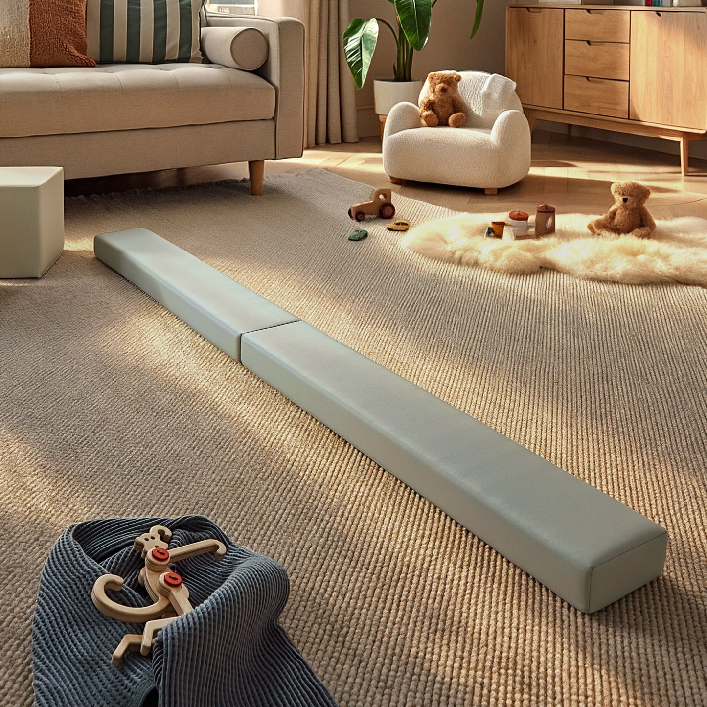CuddleCo Soft Play Balance Beam - Sea Salt