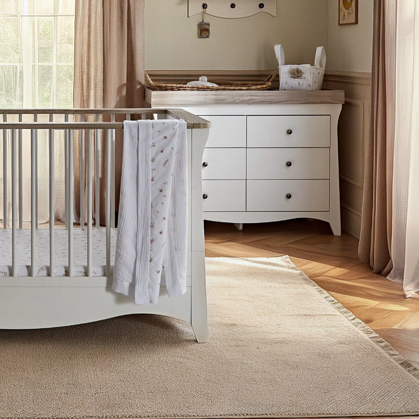 CuddleCo Clara Luxe 3 Piece Furniture Set - White & Ash