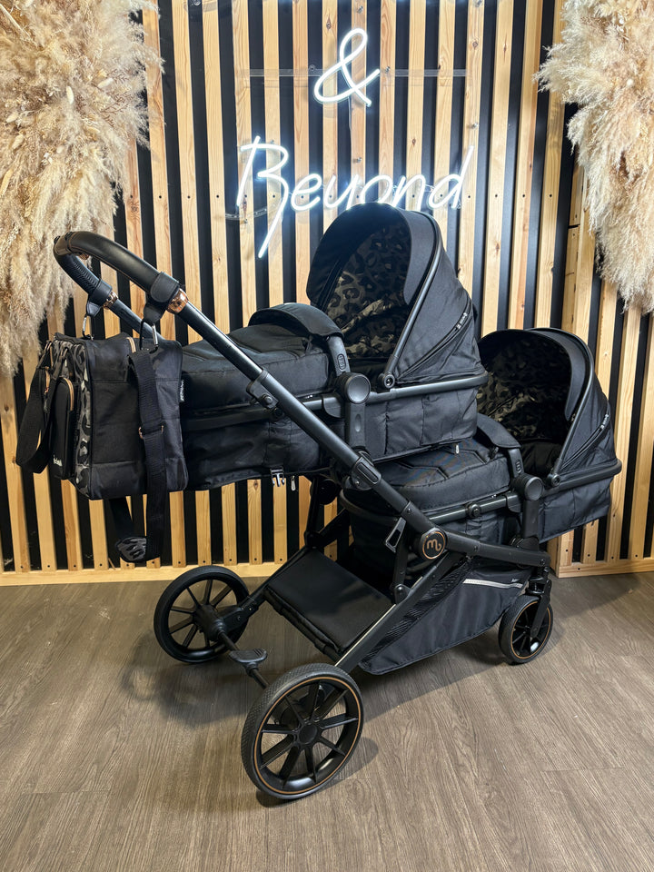 PRE LOVED My Babiie MB33 Twin Pushchair - Black Leopard