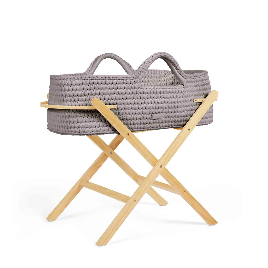 Ickle Bubba Nova Crochet Moses Basket + Pine Stand - Tawny