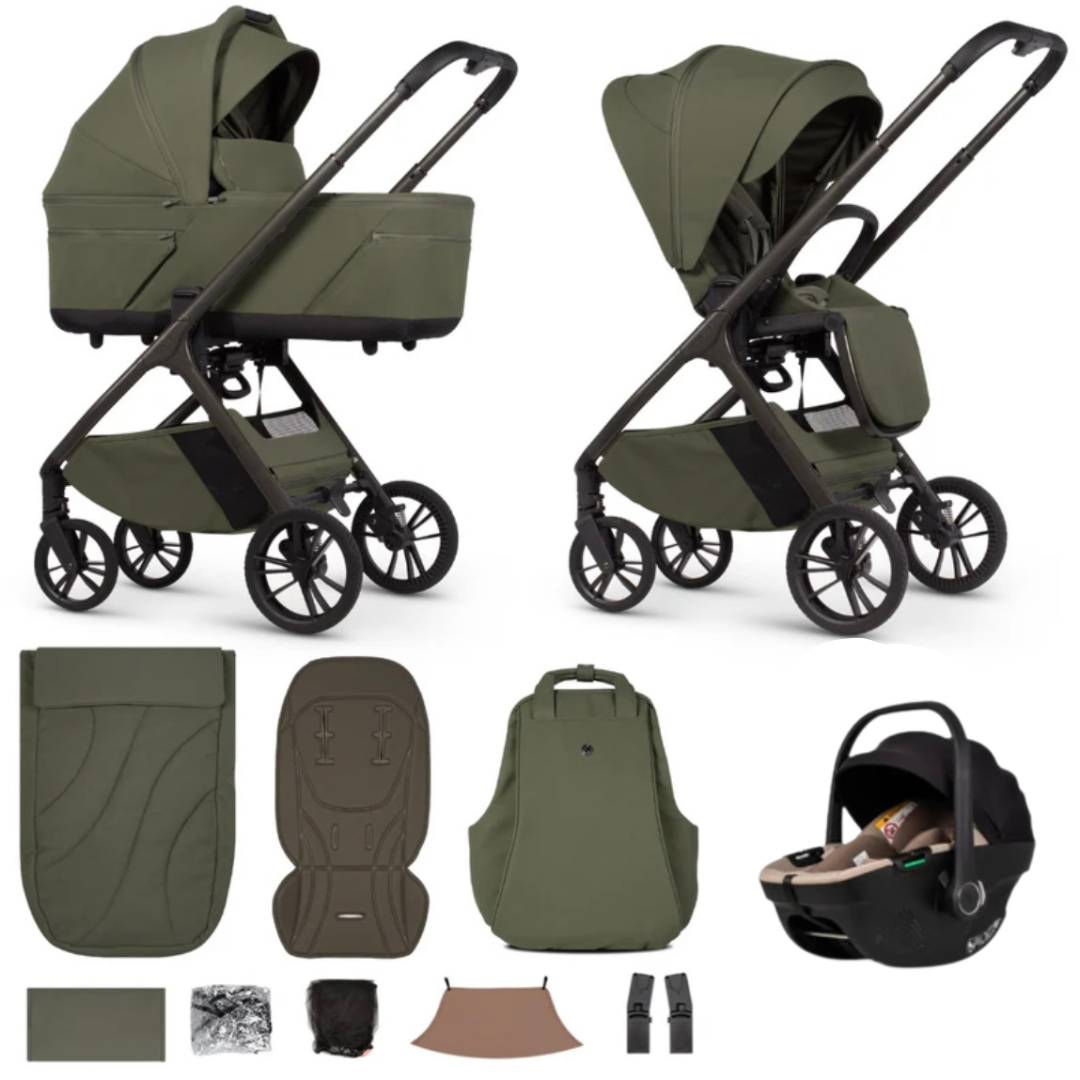 Venicci Tila 13 Piece Luxury Tiago Travel System Bundle - Olive