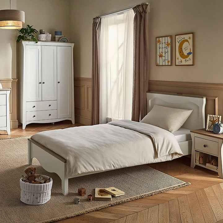 CuddleCo Clara Single Bed - White & Ash