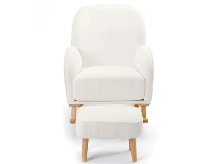 Babymore Freya Nursing Chair with Stool - Off White Bouclé