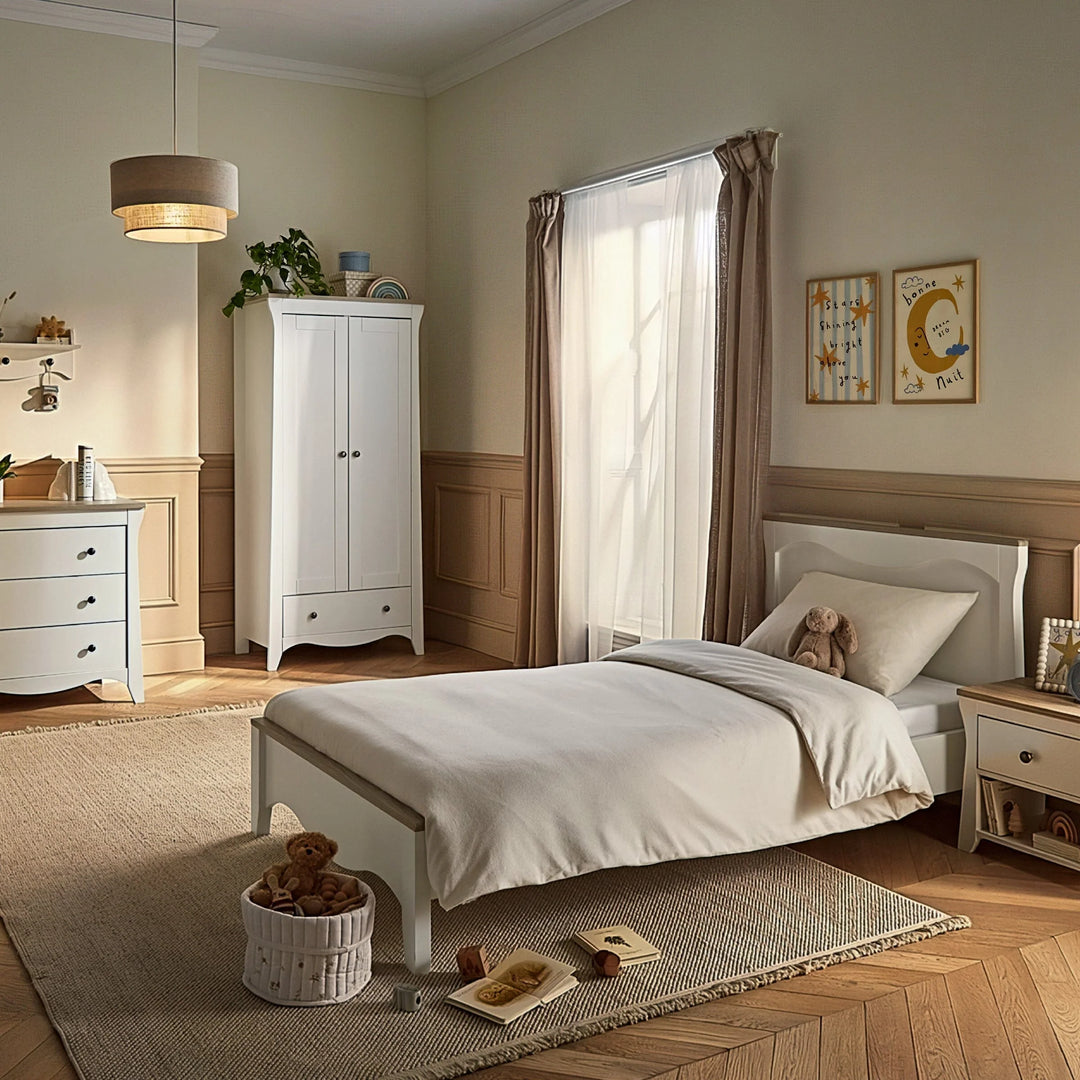 CuddleCo Clara Luxe 3 Piece Furniture Set - White & Ash