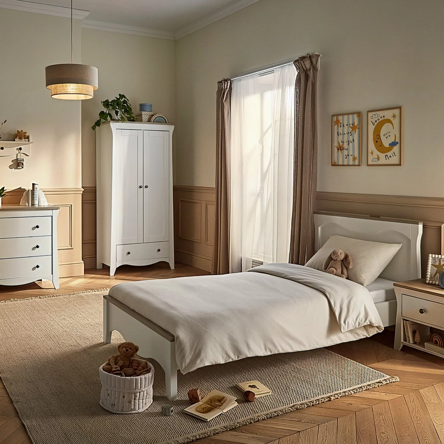 CuddleCo Clara Luxe 2 Piece Furniture Set - White & Ash