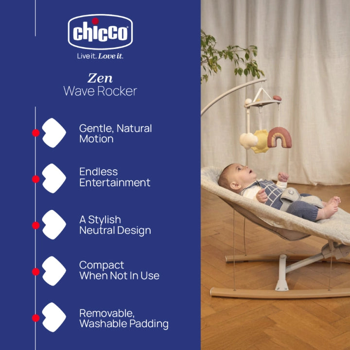 EX DISPLAY Chicco Zen Wave Rocker – Wooden Grey