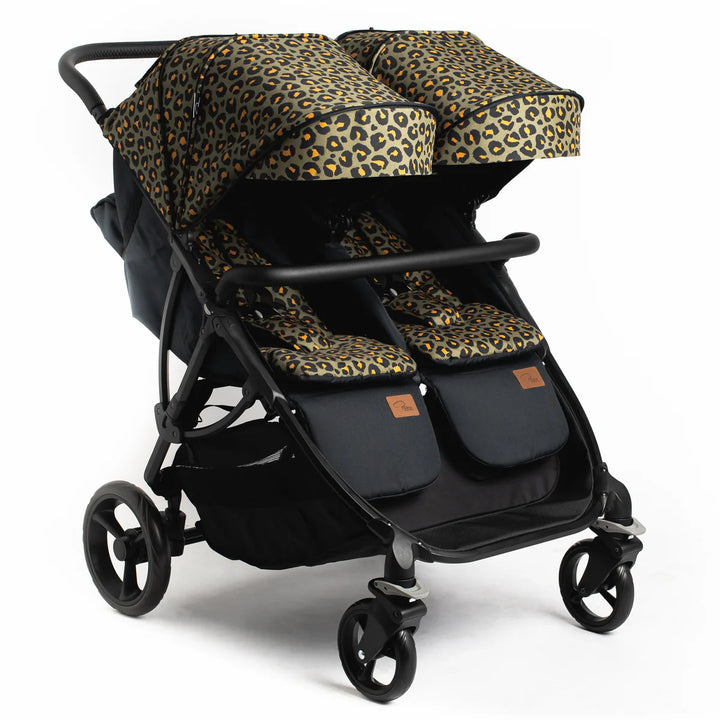 Roma Gemini Double Pushchair - Khaki Leopard