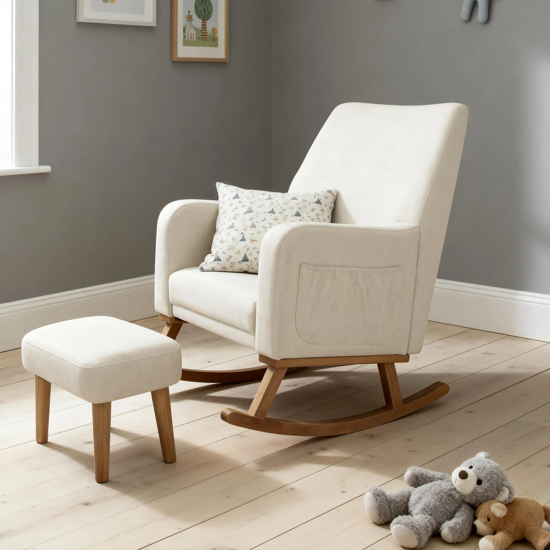Babymore Callie Nursing Chair with Stool – Ivory