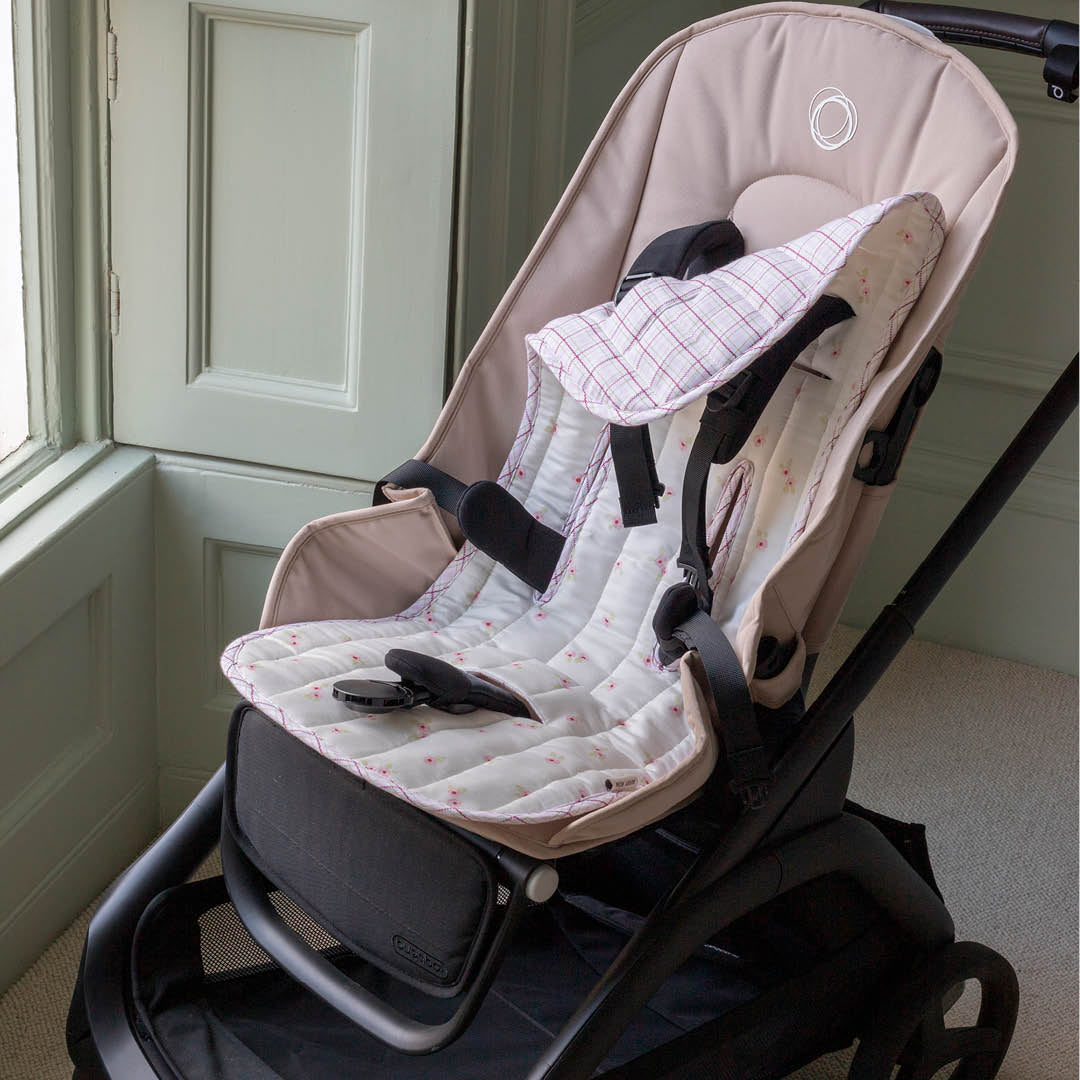 Avery Row Pram Liner - Anemone/Pink Check