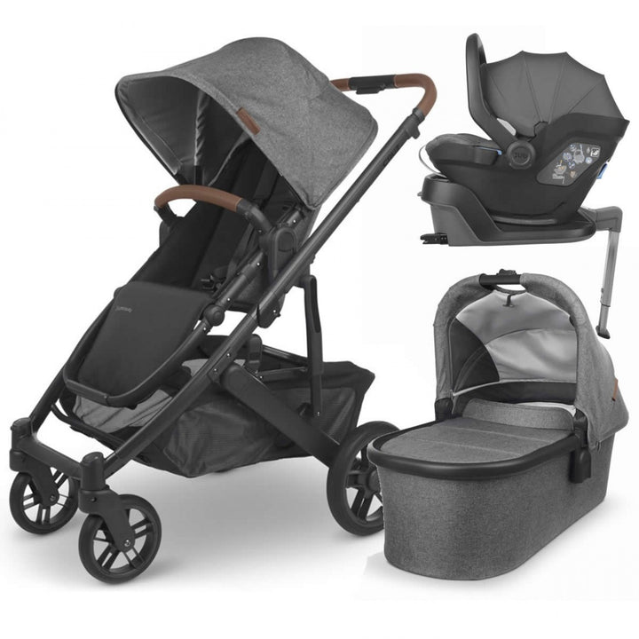 Uppababy Cruz V2 Pushchair + Carrycot + Mesa + Base i-Size Travel System - Greyson Charcoal Melange