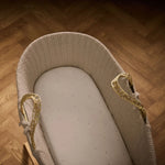 The Little Green Sheep Organic Moses Basket Fitted Sheets - Truffle/Cocoa Rice