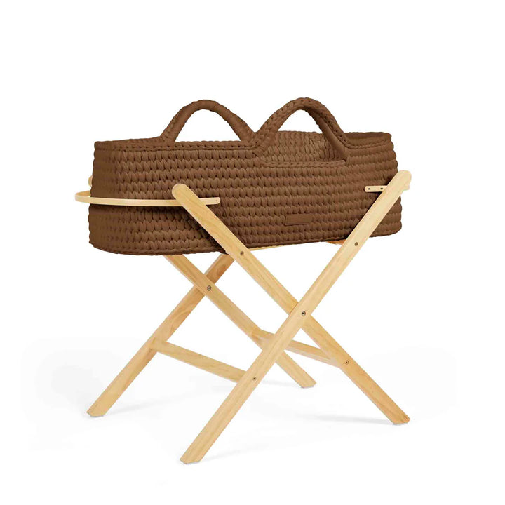 Ickle Bubba Nova Crochet Moses Basket + Pine Stand - Mocha