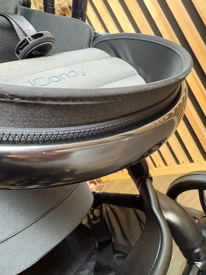 PRE LOVED iCandy Peach 7 Double Pushchair Bundle - Phantom/Dark Grey