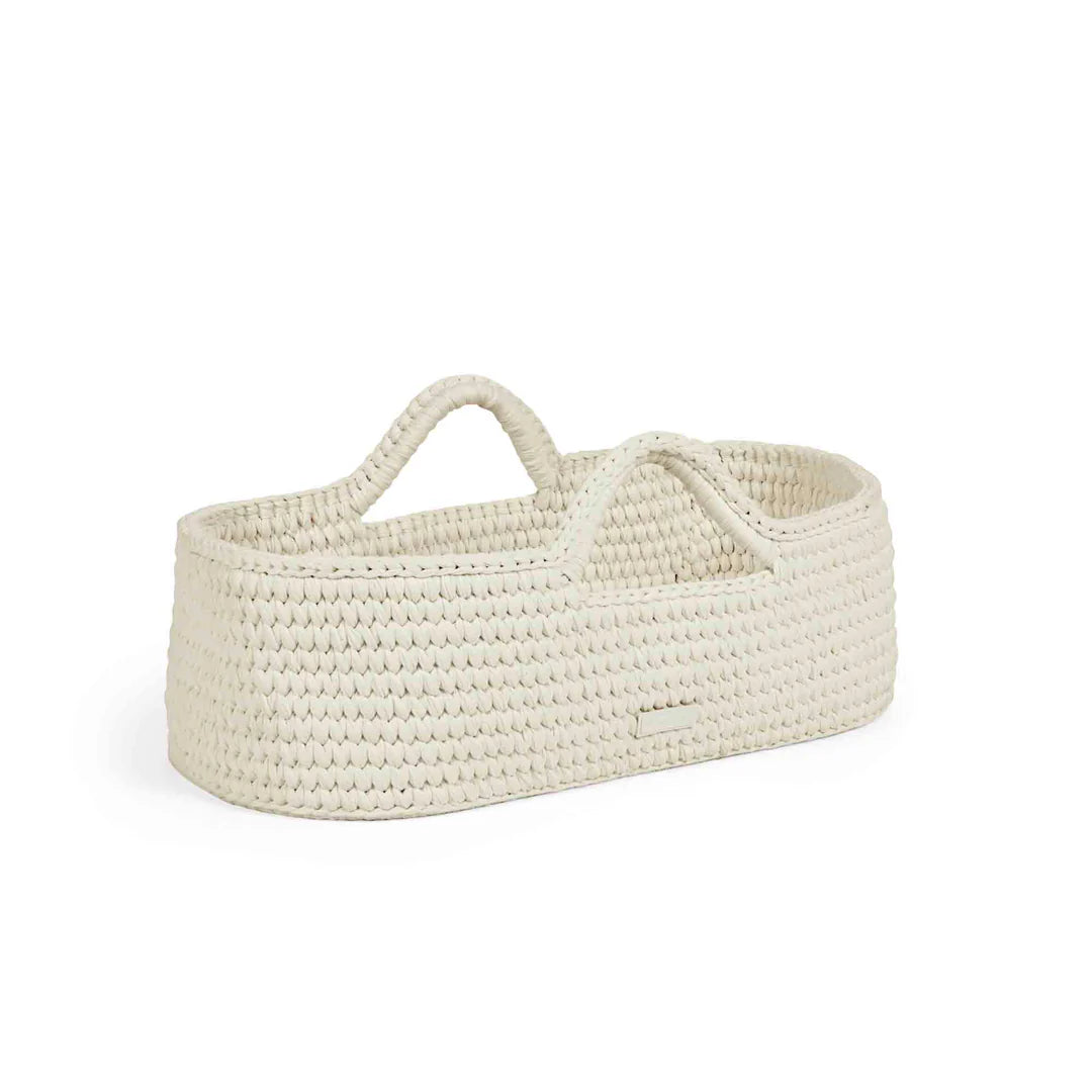 Ickle Bubba Nova Crochet Moses Basket + White Stand - Cloud