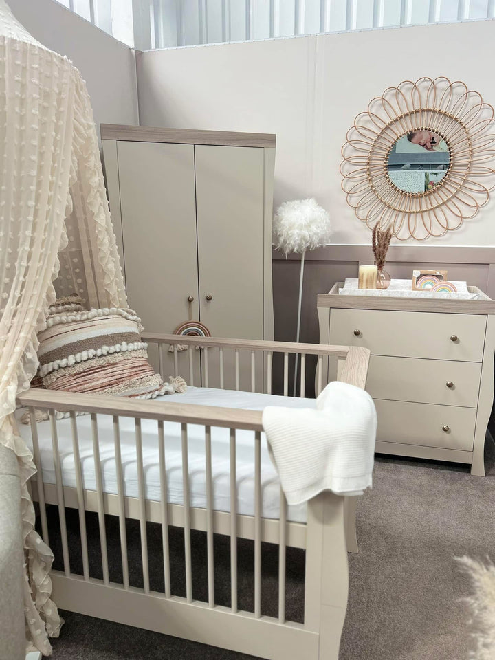 EX DISPLAY Little Acorns Celeste 3 Piece Nursery Furniture - Cashmere & Grey Ash (COLLECTION & LOCAL DELIVERY ONLY)