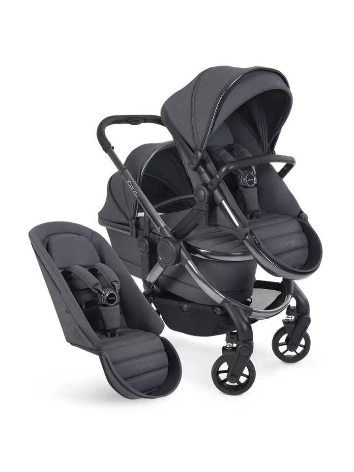 iCandy Peach 7 Double Pushchair Bundle - Phantom/Dark Grey