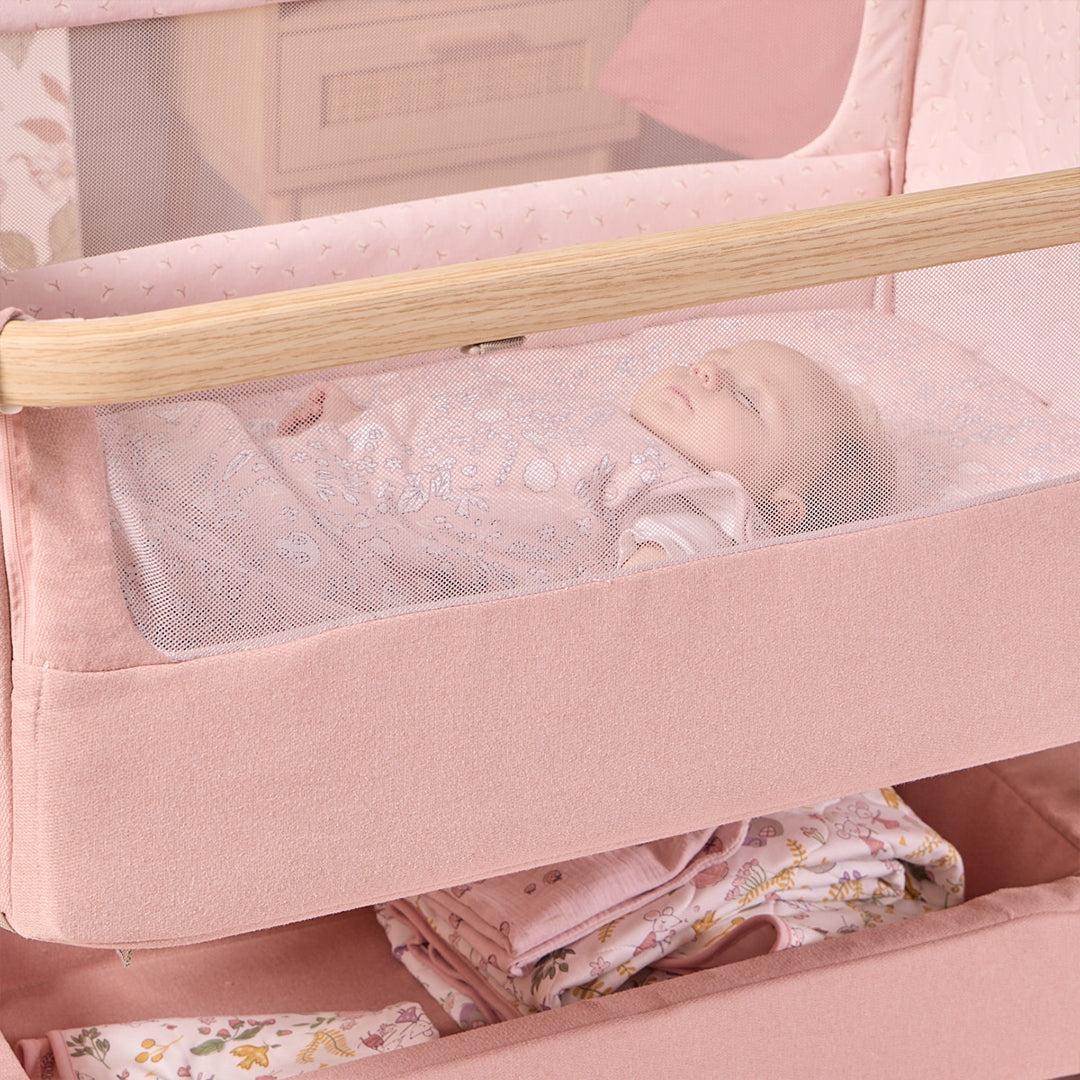 Tutti Bambini Cozee Air 2 Bedside Crib - Drifted Oak/Blush
