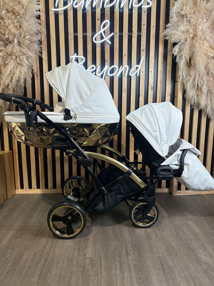 PRE LOVED Junama Fluo Tandem Pushchair - White Gold