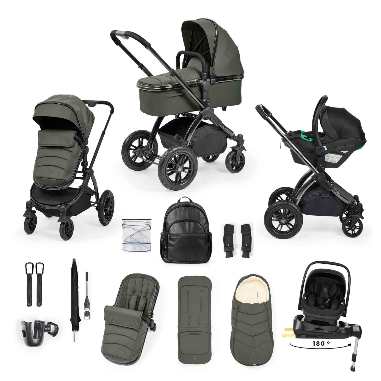 Ickle Bubba Stomp Luxe Elements Edition 17 Piece Bundle Inc Bubba Crib - Forest