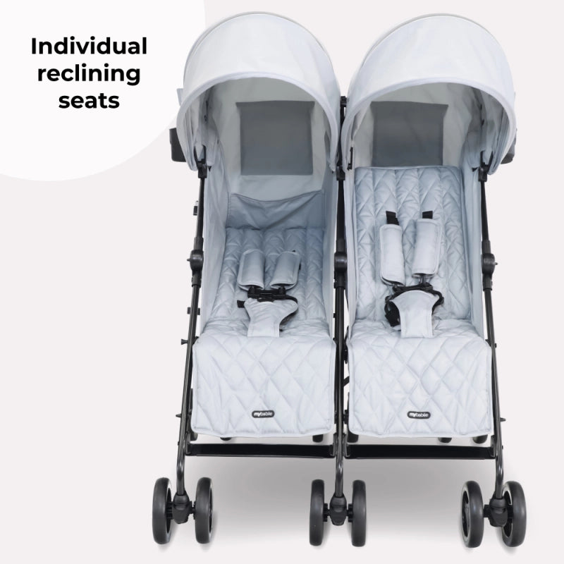 My Babiie MB12 Lightweight Twin Stroller - Grey