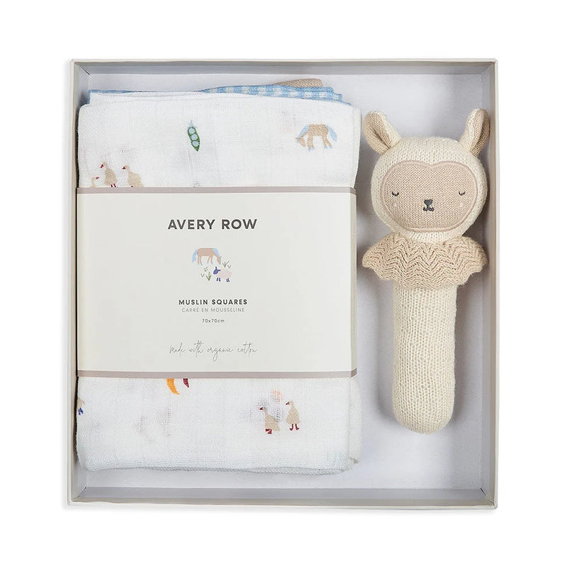 Avery Row Rattle & Care New Baby Gift Set - Little Farm
