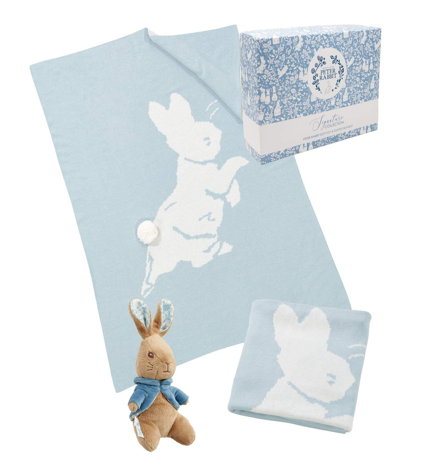 Peter Rabbit Signature Collection - Peter Knitted Blanket & Soft Toy Gift Set