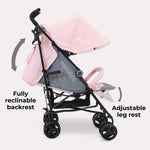 My Babiie MB02 Lightweight Stroller - Pink/Grey