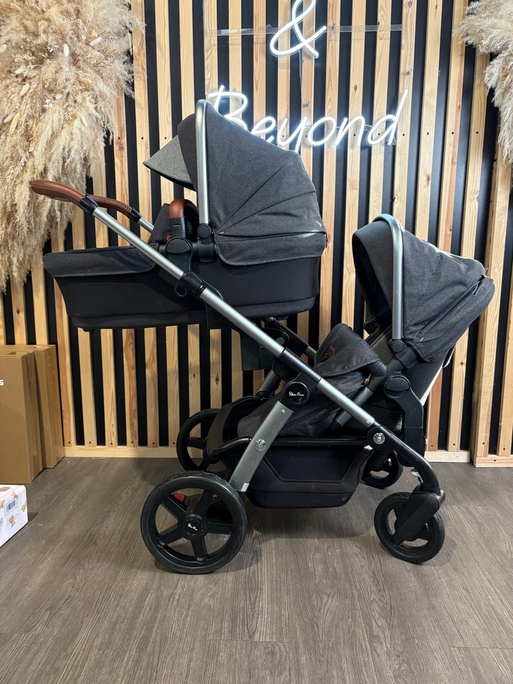 PRE LOVED Silver Cross Wave Double Travel System - Charcoal
