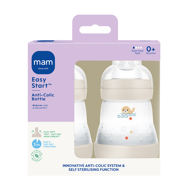 MAM Easy Start Colours Of Nature 160Ml 2 Pack Bottles - Taupe