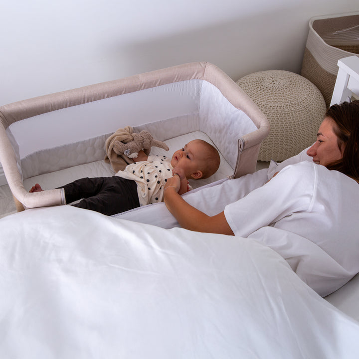 Redkite Rockabye Bedside Crib - Oatmeal