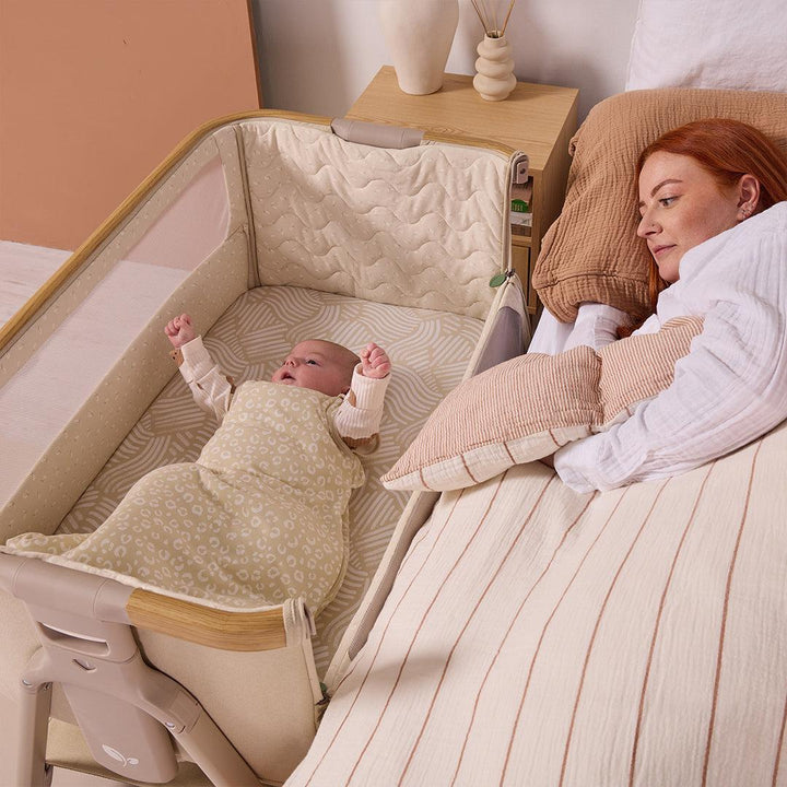 Tutti Bambini Cozee Air 2 Bedside Crib - Toasted Oak/Sand