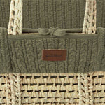 The Little Green Sheep Organic Knitted Moses Basket, Mattress & Natural Foldable Stand - Juniper