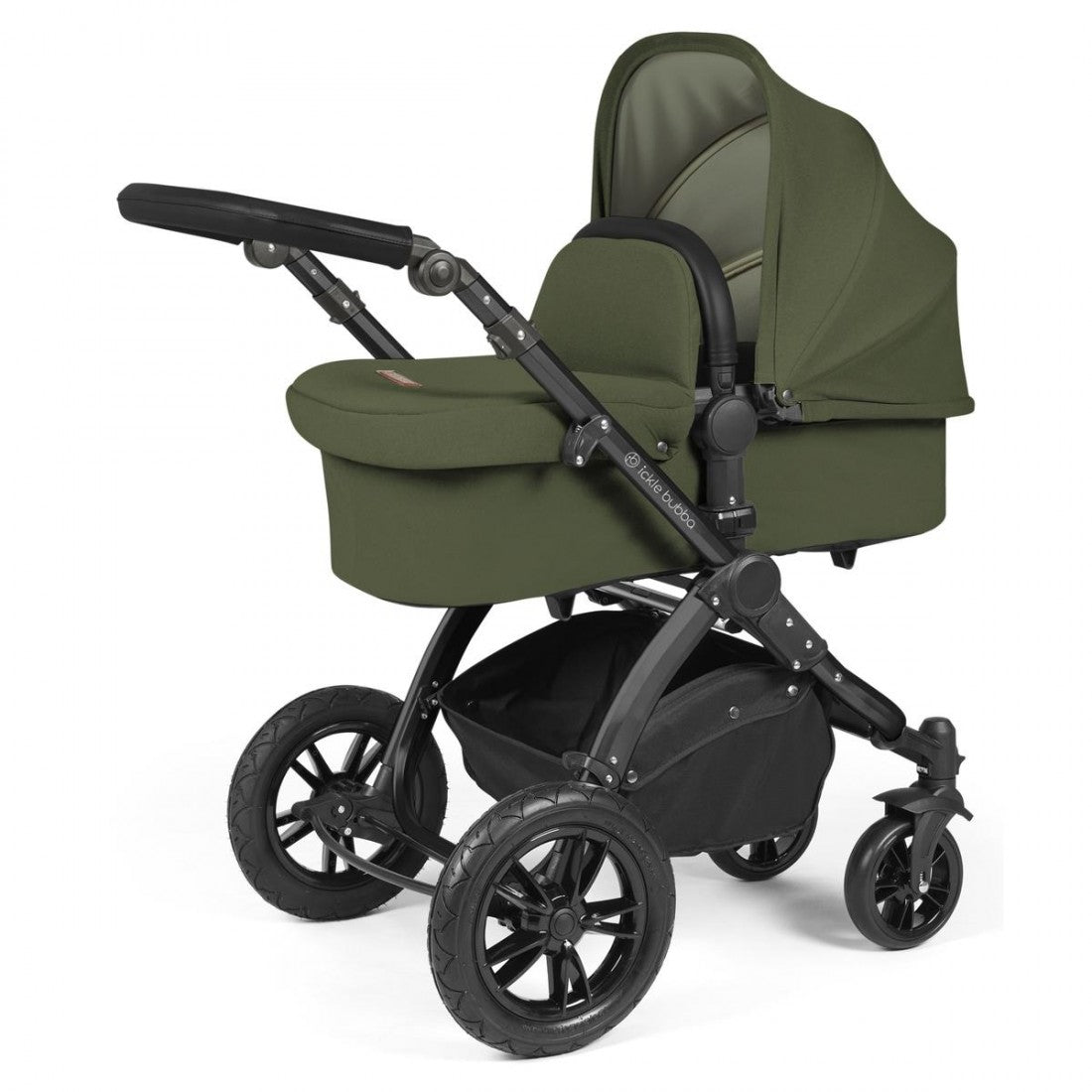 Ickle Bubba Stomp Luxe 9 Piece Pram Bundle - Woodland / Black