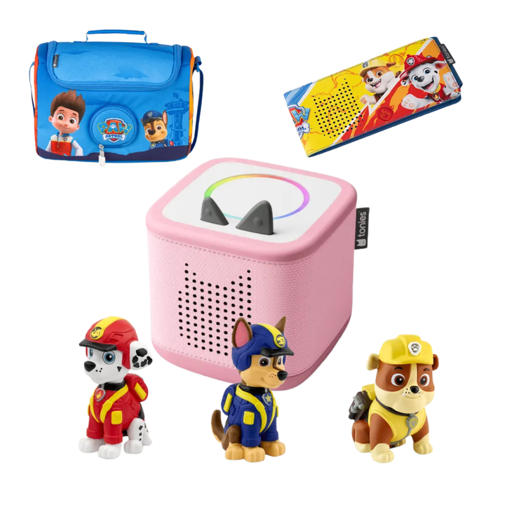 tonies Paw Patrol Bundle – Toniebox 2 + Figures + Listen & Play Bag + Sleeve